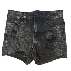 SO High Rise‎ Shortie Distressed Denim Shorts in Black Acid Wash Size 3/26
